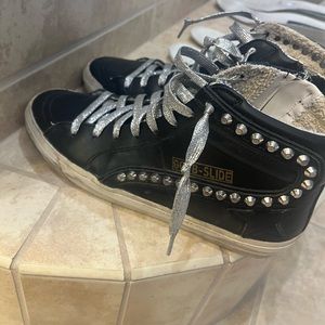 Golden Goose black slides with studs 39